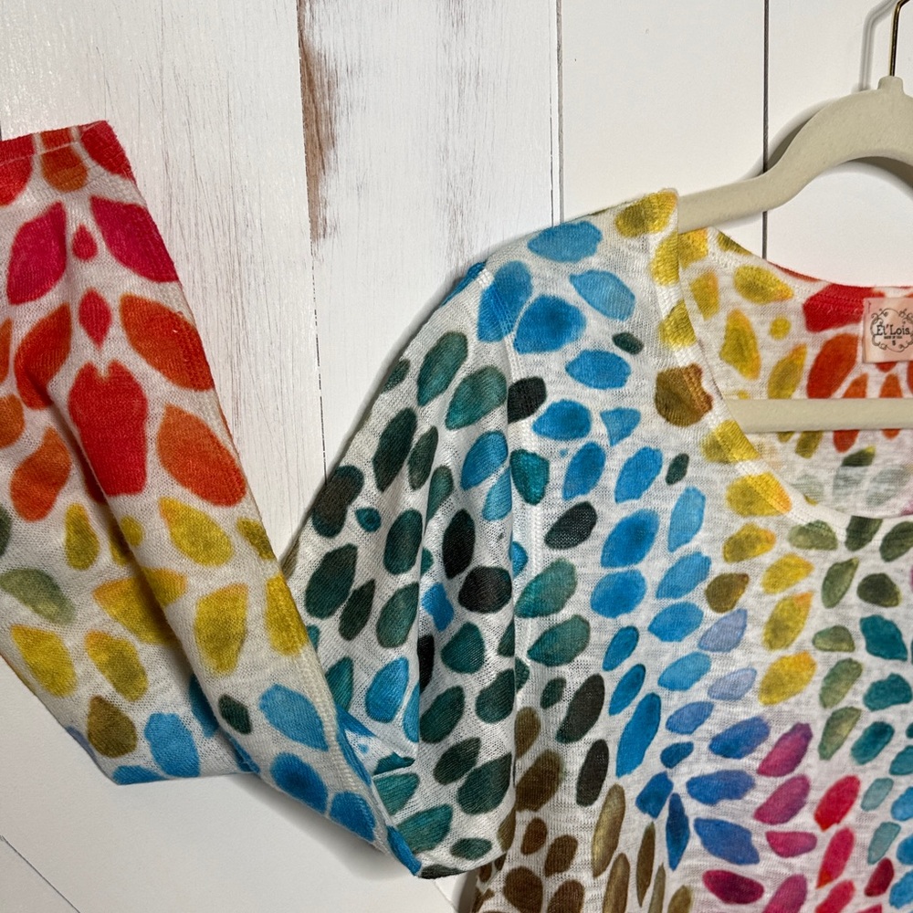 Fiona White Scoop Neck Petal Print Tunic Women's - Picture 5 of 8